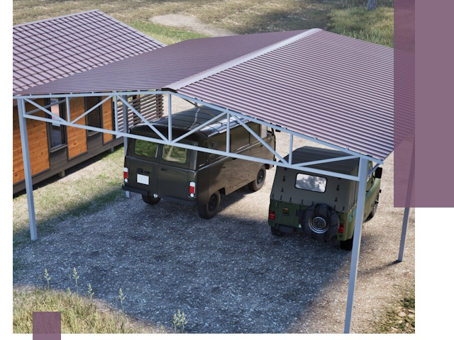 Двускатные навесы под ключ в Костроме — изготовление и монтаж