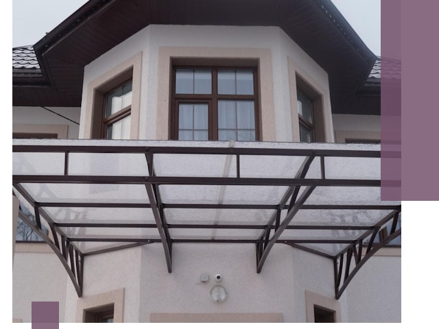 Козырьки из поликарбоната под ключ в Костроме